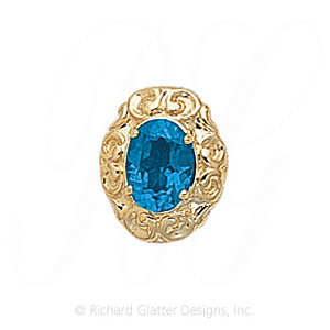 GS178 BT - 14 Karat Gold Blue Topaz Slide 